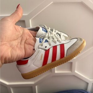 Adidas Kids Samba White and Red Sneakers